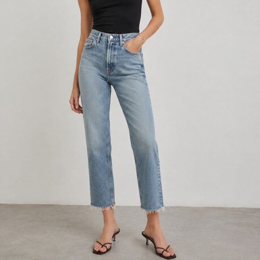 Rails Topanga Straight High Rise Raw Edge Jeans in Desert Sky, size 26
